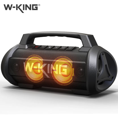 W-KING D10 alto-falante bluetooth portátil, 120W de pico 70W de potência sonora, alto-falante sem fio à prova d'água para uso externo, graves profundos