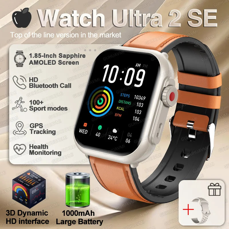 Apple Watch Ultra 2 masculino feminino pulseira inteligente bateria de 1000mAh GPS tela AMOLED chamadas por Bluetooth esportivo à prova d'água