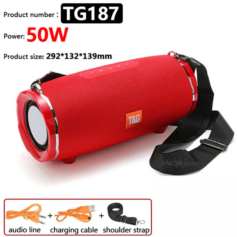 caixa de som bluetooth de alta potência 50w alto-falante portátil sem fio à prova d'água para uso externo coluna de áudio para pc centro musical subwoofer