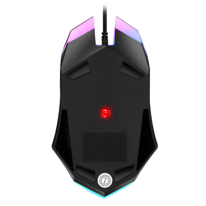 mouse com fio F1 de 3 botões iluminação colorida para jogos e escritório compatível com sistemas Microsoft Windows e Apple iOS