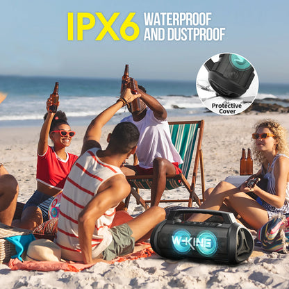 W-KING D10 alto-falante bluetooth portátil, 120W de pico 70W de potência sonora, alto-falante sem fio à prova d'água para uso externo, graves profundos