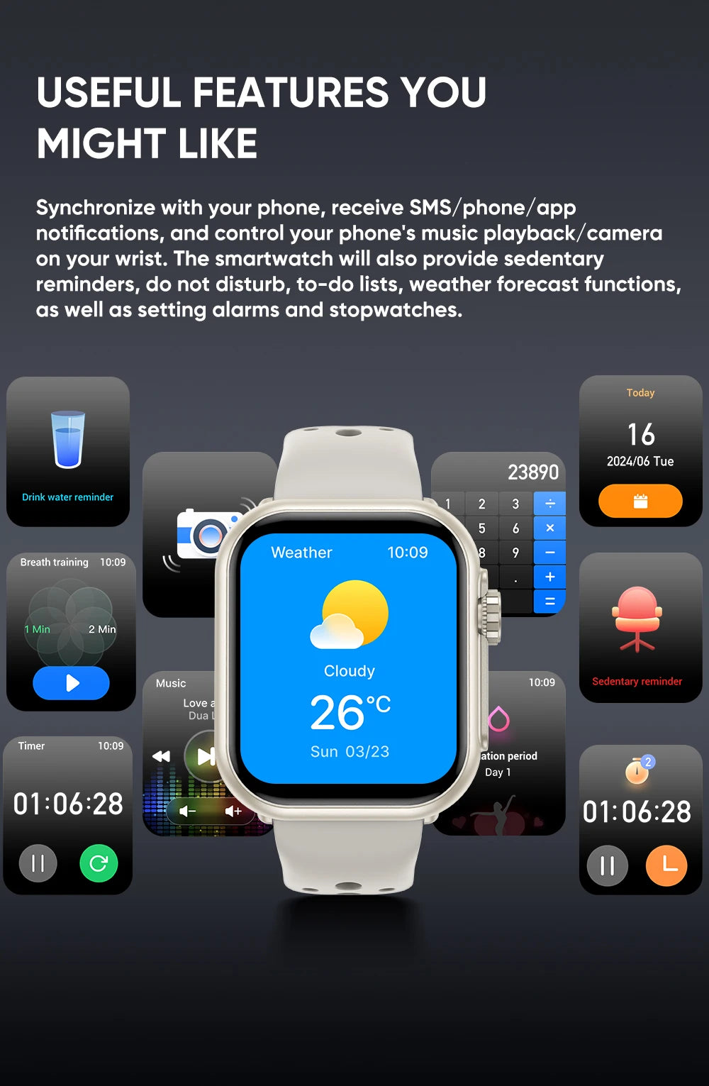 Apple Watch Ultra 2 masculino feminino pulseira inteligente bateria de 1000mAh GPS tela AMOLED chamadas por Bluetooth esportivo à prova d'água