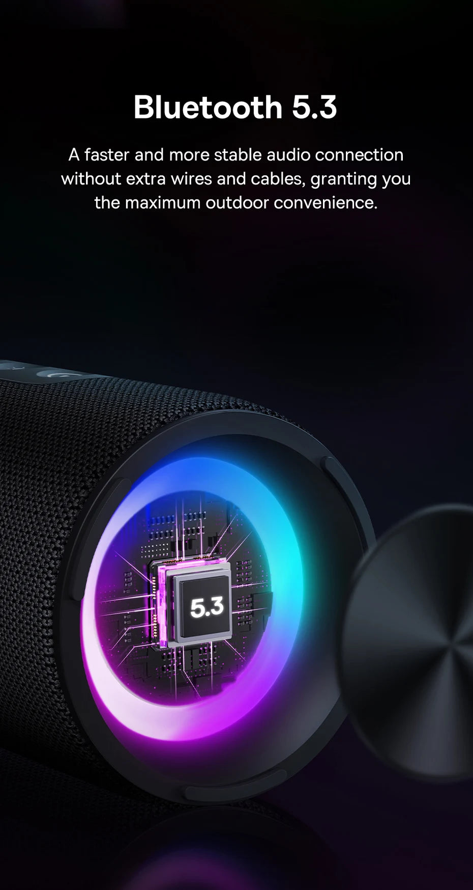 Caixa de Som Portátil Baseus AeQur VO20 para Camping, Bluetooth 5.3, Graves Potentes, 15 Horas de Reprodução, Mini Caixa de Som Sem Fio para Uso Externo, IPX5