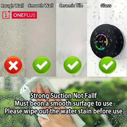 oneplus caixa de som bluetooth à prova d’água para banheiro com led ventosa grande mini portátil alto-falante estéreo para esportes ao ar livre