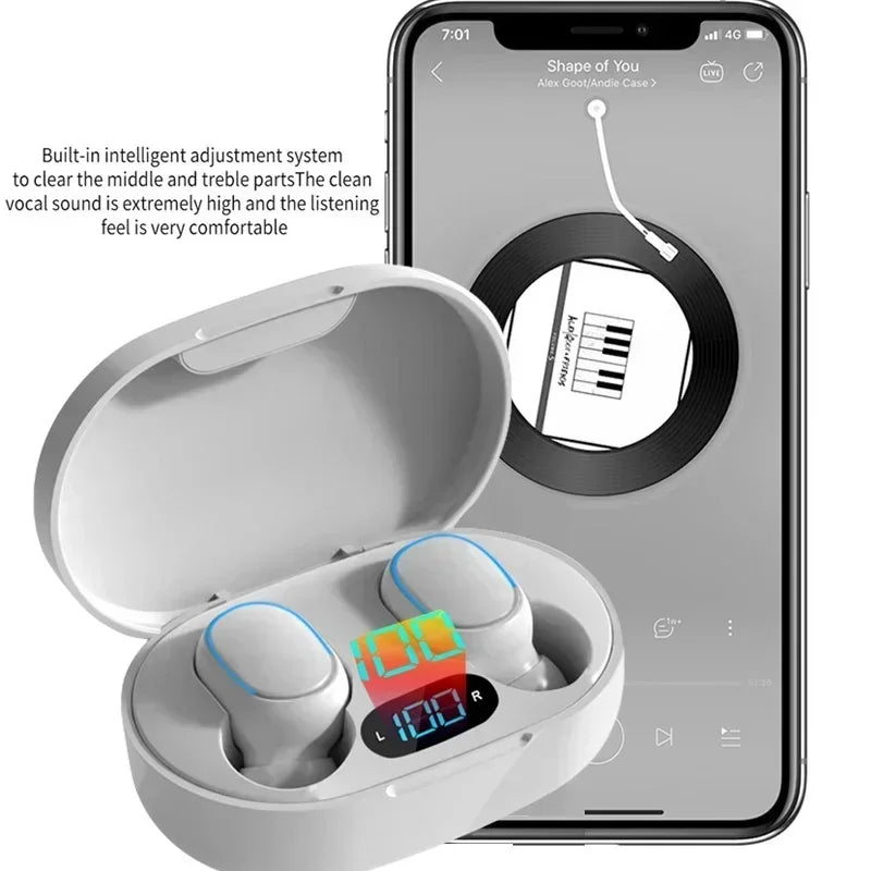 Fones de ouvido sem fio E7S TWS com controle Bluetooth, esportivo à prova d'água