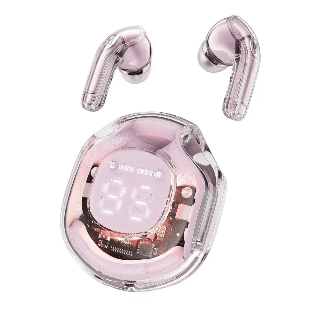 t8 pro tws fones bluetooth transparentes com display digital led fones intra-auriculares