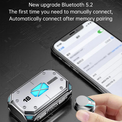 Fone de ouvido Bluetooth M41 sem fio com tela digital Smart Touch e luz colorida com sucção magnética