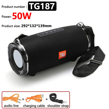 caixa de som bluetooth de alta potência 50w alto-falante portátil sem fio à prova d'água para uso externo coluna de áudio para pc centro musical subwoofer