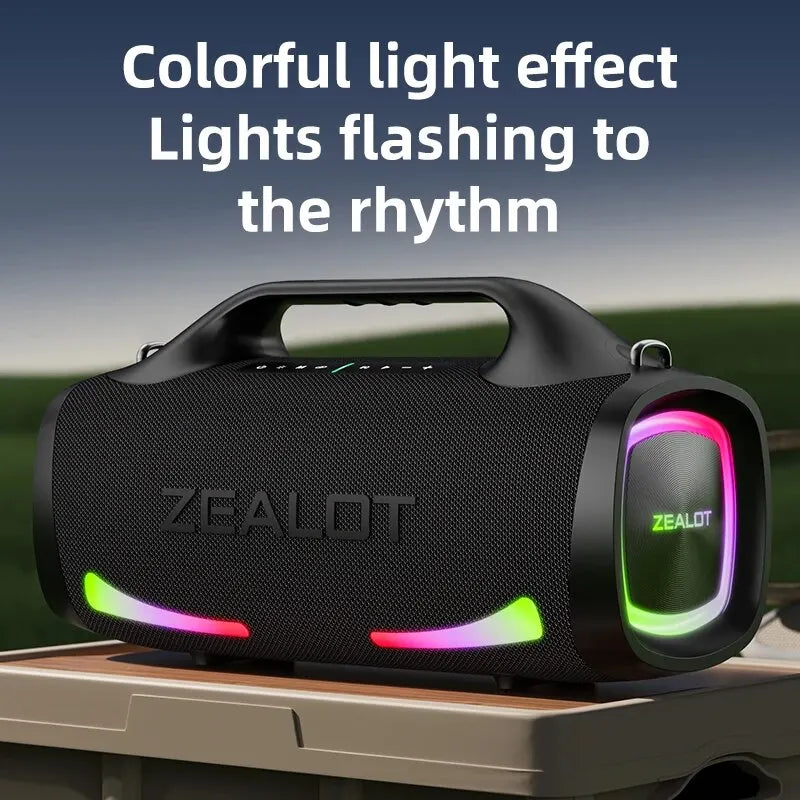 ZEALOT-S79 Alto-falante Portátil para Festas com Bluetooth 5.2, Alça de Transporte, 24 Horas de Reprodução – Ideal para Festas e Camping