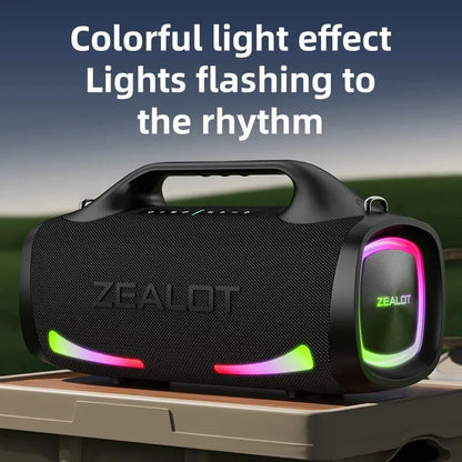 ZEALOT-S79 Alto-falante Portátil para Festas com Bluetooth 5.2, Alça de Transporte, 24 Horas de Reprodução – Ideal para Festas e Camping