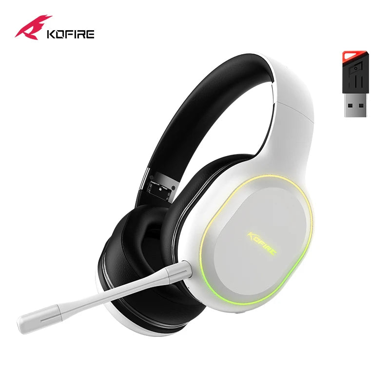 Fones de Ouvido Gamer Kofire UG-05 Headset Sem Fio 2.4G BT5.0 com Microfone, Luz RGB, Vibração, Fone Bluetooth para PS4 PS5 PC Switch