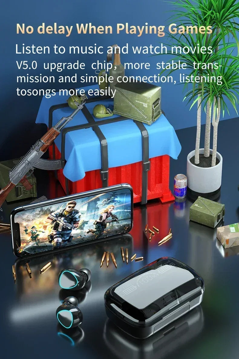 Fone de Ouvido M10 Bluetooth 5.1 Sem Fio – Esportivo, Estéreo, com Cancelamento de Ruído, Microfone e Caixa de Som Gamer
