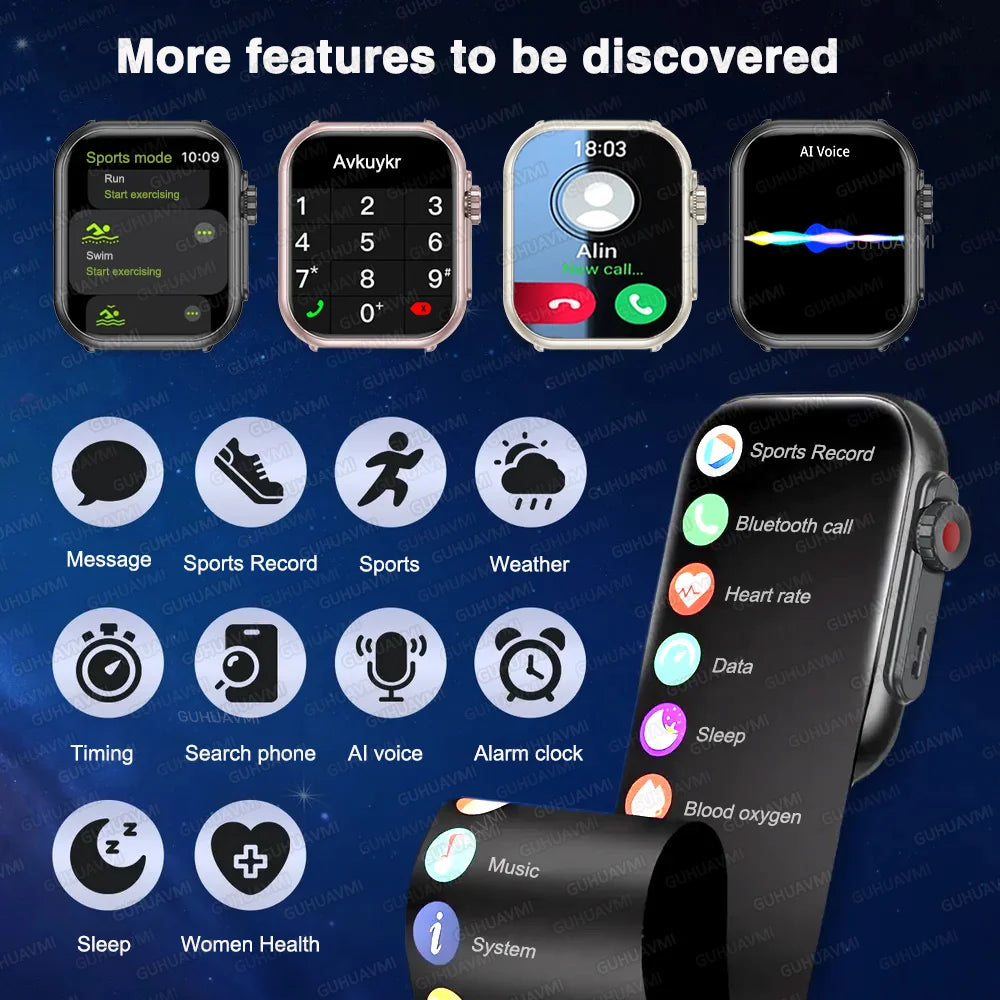 Apple Watch Ultra 2 masculino feminino pulseira inteligente bateria de 1000mAh GPS tela AMOLED chamadas por Bluetooth esportivo à prova d'água