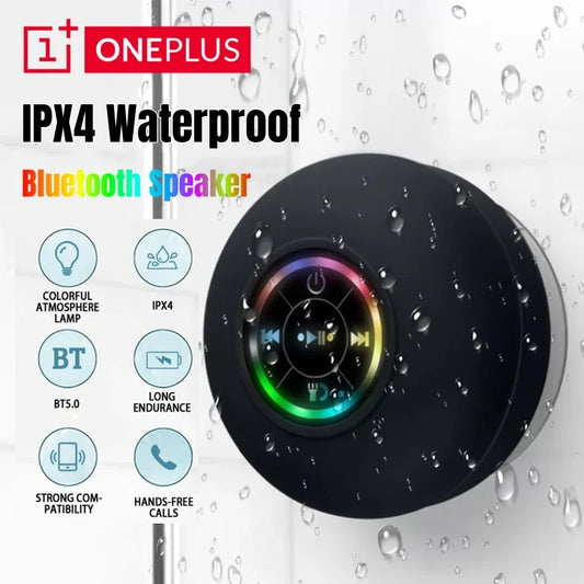 oneplus caixa de som bluetooth à prova d’água para banheiro com led ventosa grande mini portátil alto-falante estéreo para esportes ao ar livre