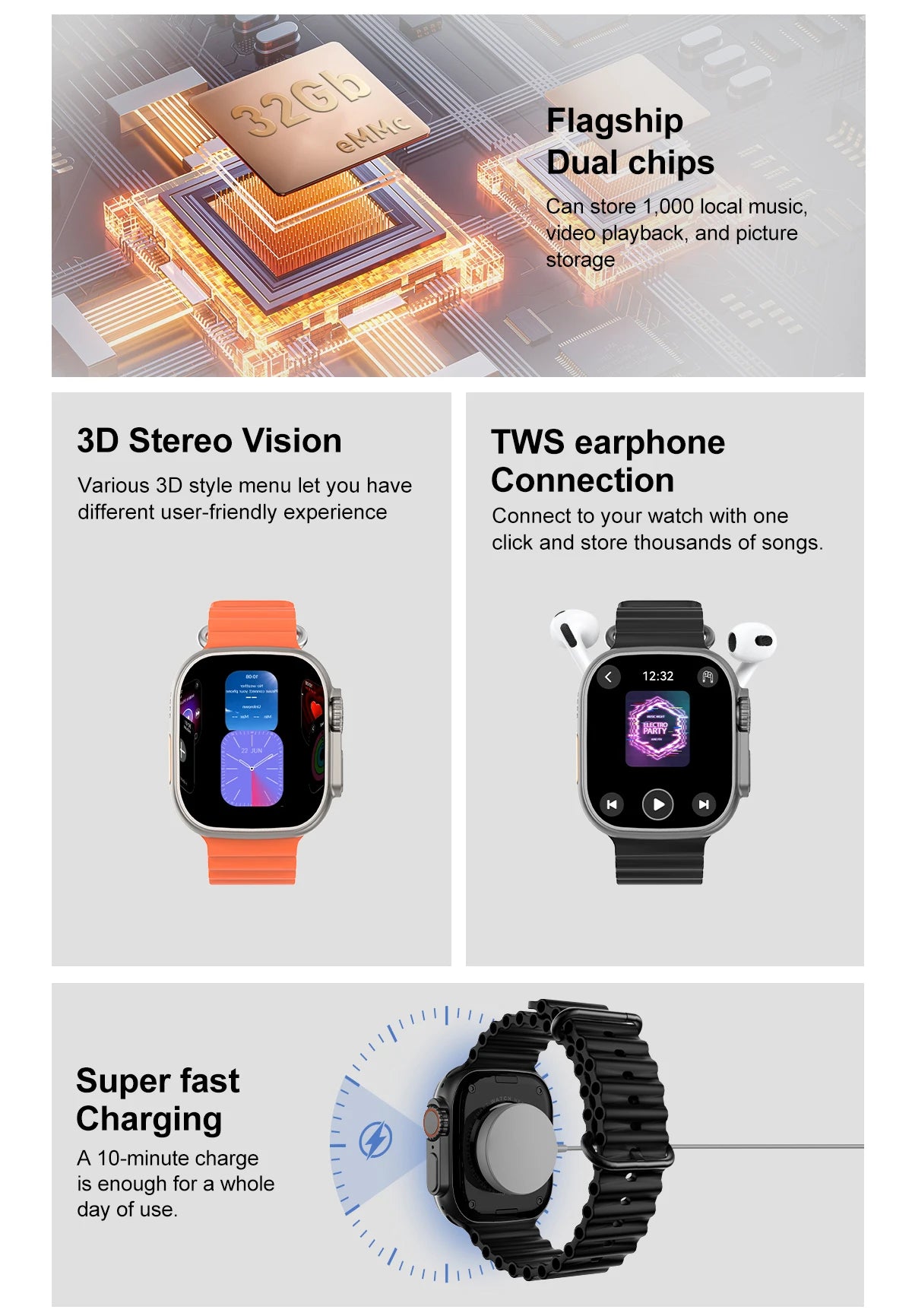 relógio inteligente DT Ultra 3 tela AMOLED 4GB player MP3 MP4 Bluetooth compartilhamento de rede loja de apps ChatGPT IA inteligente