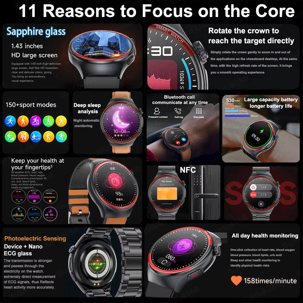 smartwatch para enfermagem e saúde laser cura pressão arterial relógio inteligente masculino frequência cardíaca pulso sono chamadas bluetooth monitor corporal smartwatch