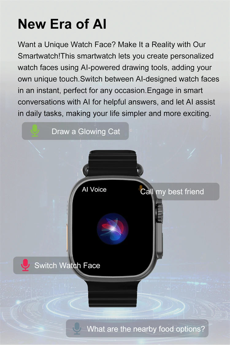 relógio inteligente DT Ultra 3 tela AMOLED 4GB player MP3 MP4 Bluetooth compartilhamento de rede loja de apps ChatGPT IA inteligente
