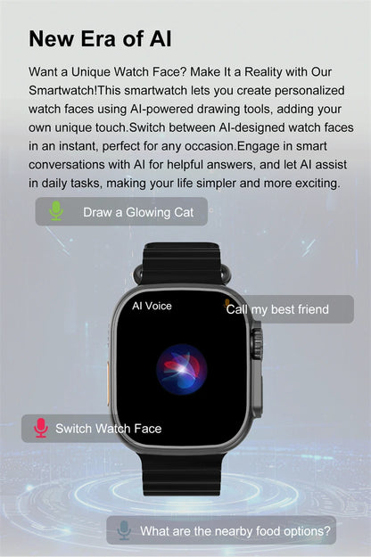 relógio inteligente DT Ultra 3 tela AMOLED 4GB player MP3 MP4 Bluetooth compartilhamento de rede loja de apps ChatGPT IA inteligente