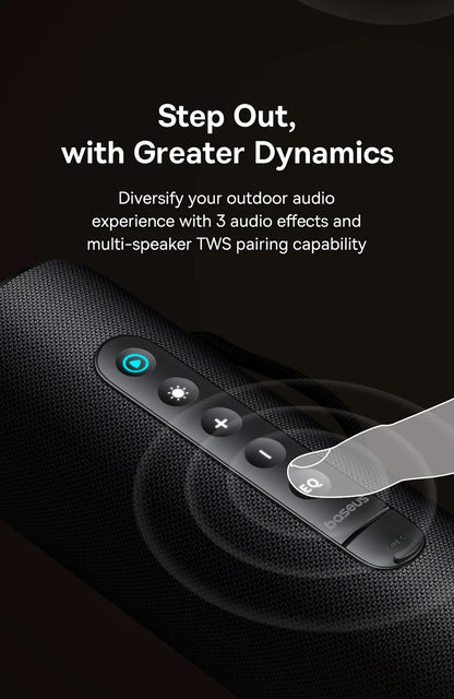 Caixa de Som Portátil Baseus AeQur VO20 para Camping, Bluetooth 5.3, Graves Potentes, 15 Horas de Reprodução, Mini Caixa de Som Sem Fio para Uso Externo, IPX5