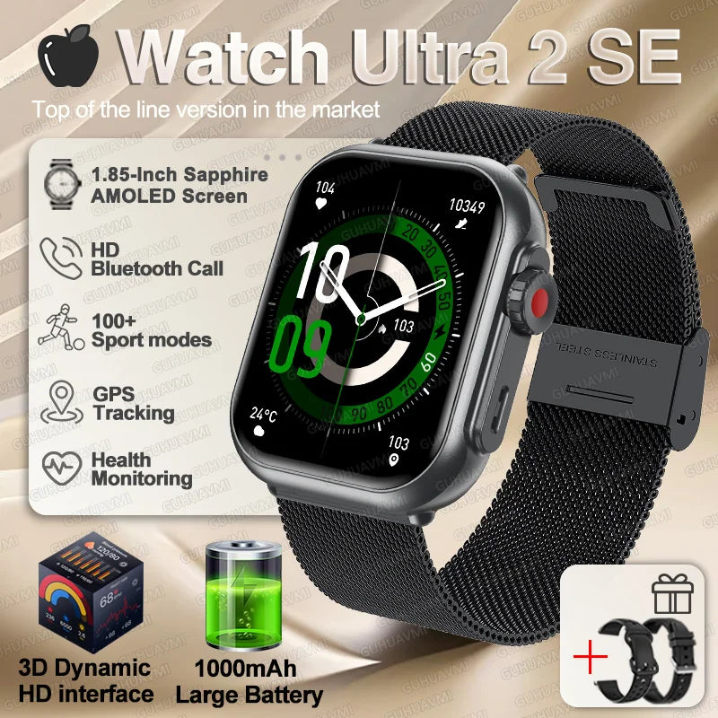 Apple Watch Ultra 2 masculino feminino pulseira inteligente bateria de 1000mAh GPS tela AMOLED chamadas por Bluetooth esportivo à prova d'água
