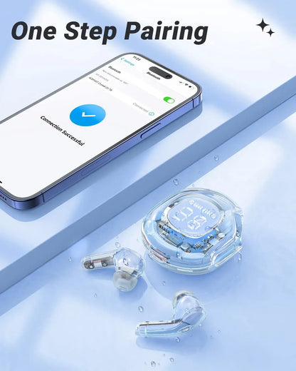 t8 pro tws fones bluetooth transparentes com display digital led fones intra-auriculares