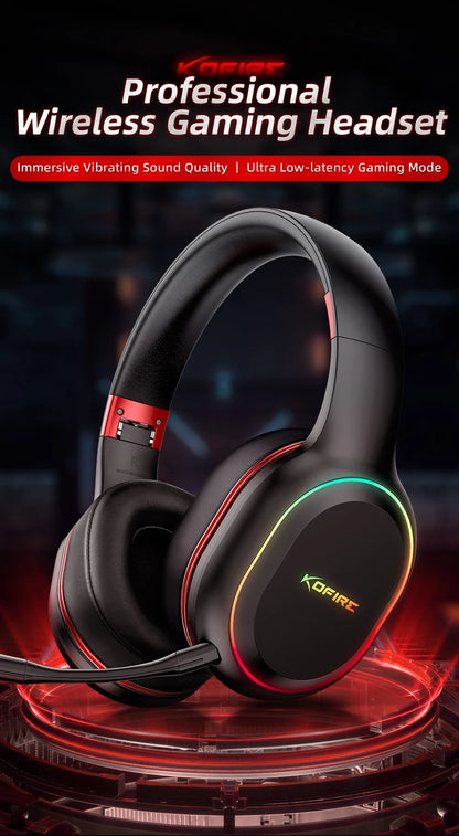 Fones de Ouvido Gamer Kofire UG-05 Headset Sem Fio 2.4G BT5.0 com Microfone, Luz RGB, Vibração, Fone Bluetooth para PS4 PS5 PC Switch