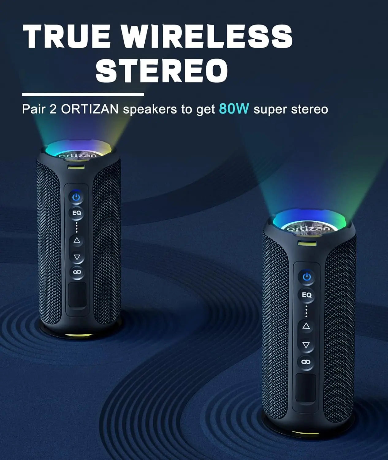 Caixa de Som Bluetooth Ortizan – 40W com Graves Reforçados, Portátil, Sem Fio, para Uso Externo, 30 Horas de Reprodução, À Prova d’Água IPX7, Bluetooth 5.3, Ideal para Banho