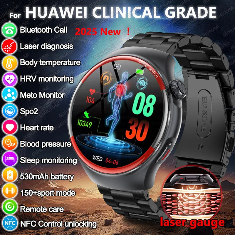 smartwatch para enfermagem e saúde laser cura pressão arterial relógio inteligente masculino frequência cardíaca pulso sono chamadas bluetooth monitor corporal smartwatch