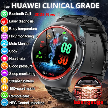 smartwatch para enfermagem e saúde laser cura pressão arterial relógio inteligente masculino frequência cardíaca pulso sono chamadas bluetooth monitor corporal smartwatch