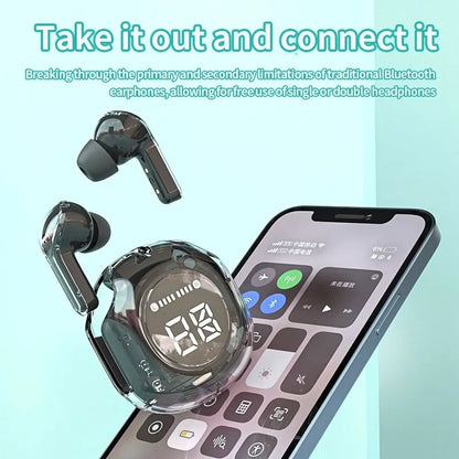 t8 pro tws fones bluetooth transparentes com display digital led fones intra-auriculares
