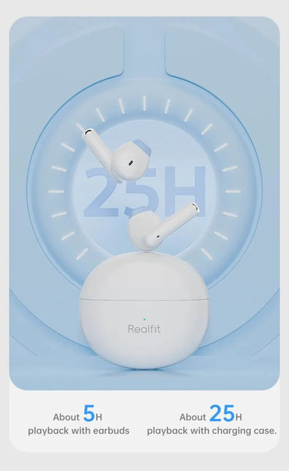 Fone de Ouvido Bluetooth Realfit F2 – Qualidade Hi-Fi Excelente, Fones TWS Sem Fio