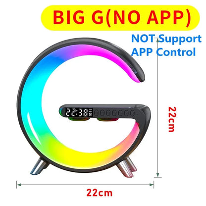 luminária inteligente com led e luz noturna rgb com alto-falante sem fio carregador rápido sem fio de 15w luminária de mesa para quarto criado-mudo ou sala gamer