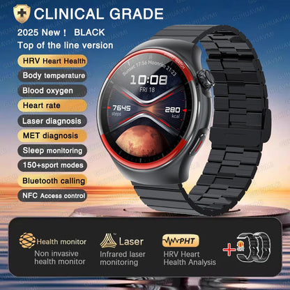 smartwatch para enfermagem e saúde laser cura pressão arterial relógio inteligente masculino frequência cardíaca pulso sono chamadas bluetooth monitor corporal smartwatch