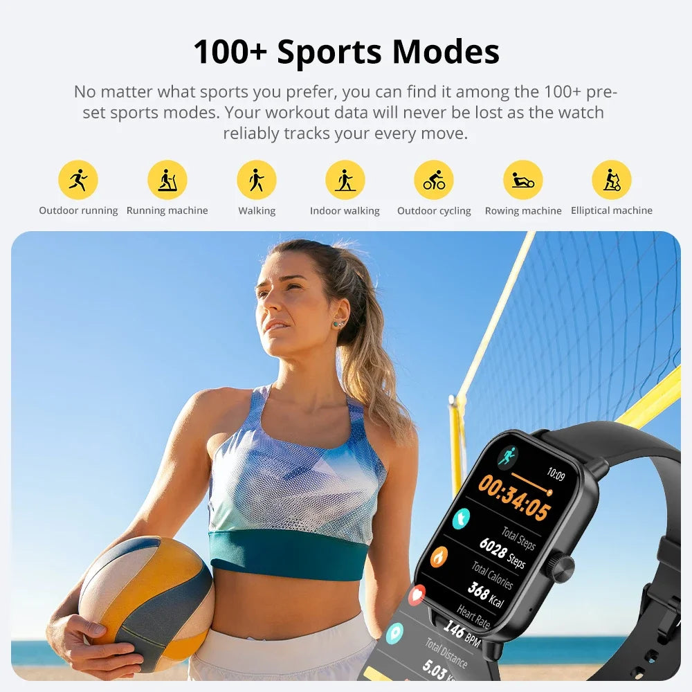 COLMI P81 relógio inteligente com chamada por voz tela ultra de 1,9 polegadas monitoramento de saúde 24 horas mais de 100 modos esportivos smartwatch Bluetooth para homens e mulheres