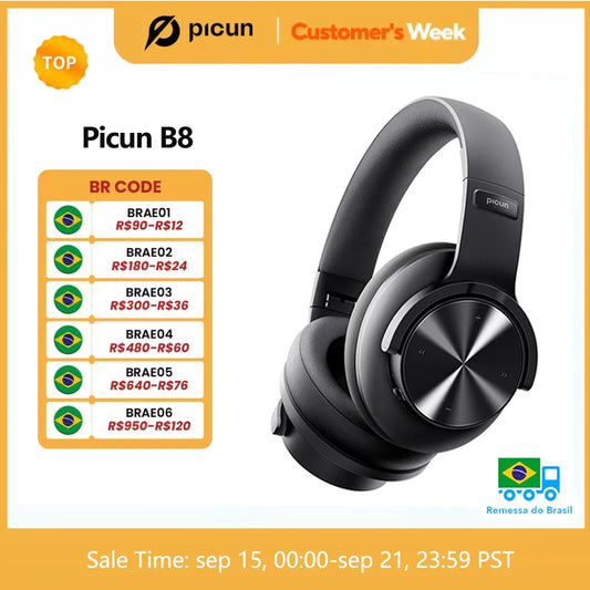 Fones de ouvido Bluetooth Picun B8 com 120 horas de reprodução, modo Bluetooth 3EQ sem fio, baixa latência, chamadas viva-voz, fones de ouvido sobre a orelha