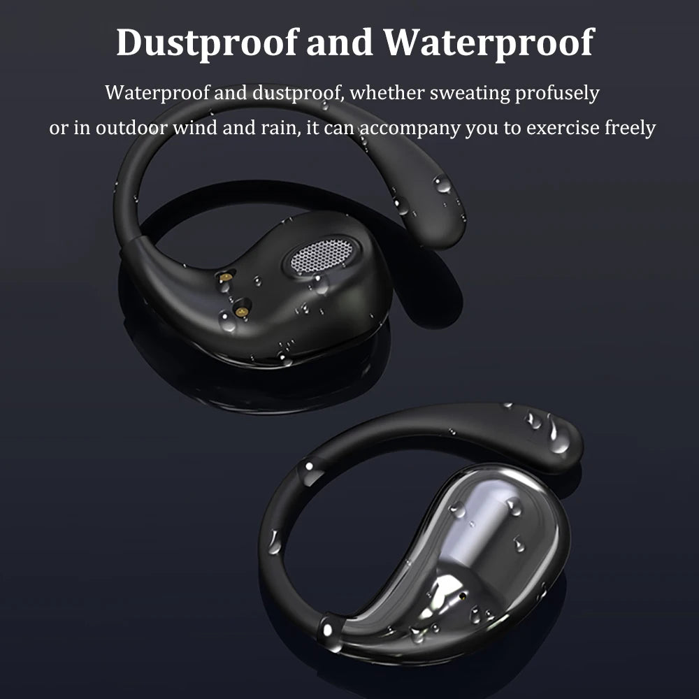fones de ouvido bluetooth 5.4 com gancho para orelha tws sem fio fones hifi estéreo fones à prova d’água headset com display led longa autonomia earbuds com toque