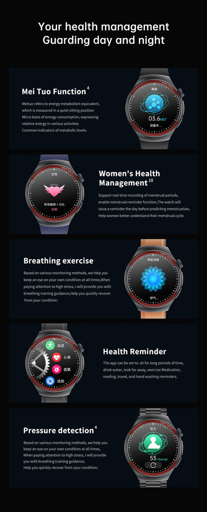 smartwatch para enfermagem e saúde laser cura pressão arterial relógio inteligente masculino frequência cardíaca pulso sono chamadas bluetooth monitor corporal smartwatch