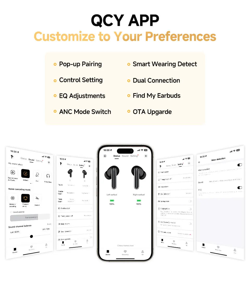 fone de ouvido sem fio QCY MeloBuds Pro ANC bluetooth 5.3 áudio de alta resolução com LDAC earbuds com cancelamento de ruído ativo de 46dB headphones