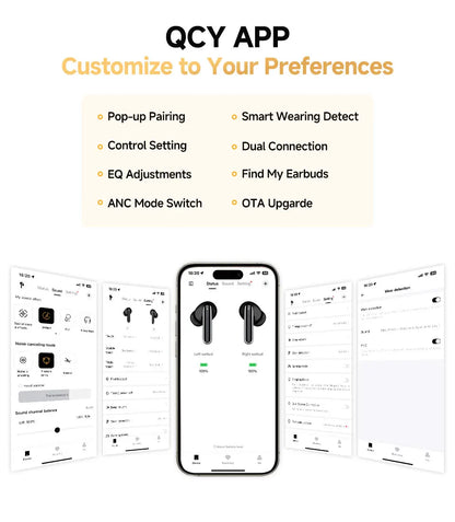 fone de ouvido sem fio QCY MeloBuds Pro ANC bluetooth 5.3 áudio de alta resolução com LDAC earbuds com cancelamento de ruído ativo de 46dB headphones