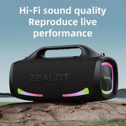 ZEALOT-S79 Alto-falante Portátil para Festas com Bluetooth 5.2, Alça de Transporte, 24 Horas de Reprodução – Ideal para Festas e Camping