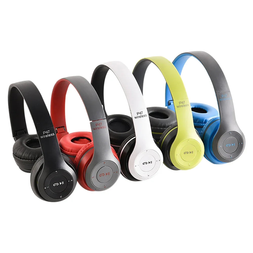 Fone de Ouvido Estéreo P47 – Headset Bluetooth 5.0 Dobrável, Sem Fio