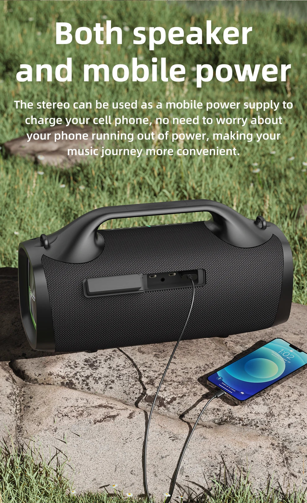 ZEALOT-S79 Alto-falante Portátil para Festas com Bluetooth 5.2, Alça de Transporte, 24 Horas de Reprodução – Ideal para Festas e Camping