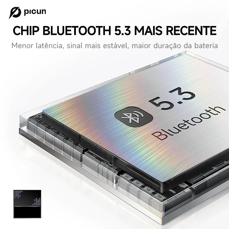 Fones de ouvido Bluetooth Picun B8 com 120 horas de reprodução, modo Bluetooth 3EQ sem fio, baixa latência, chamadas viva-voz, fones de ouvido sobre a orelha