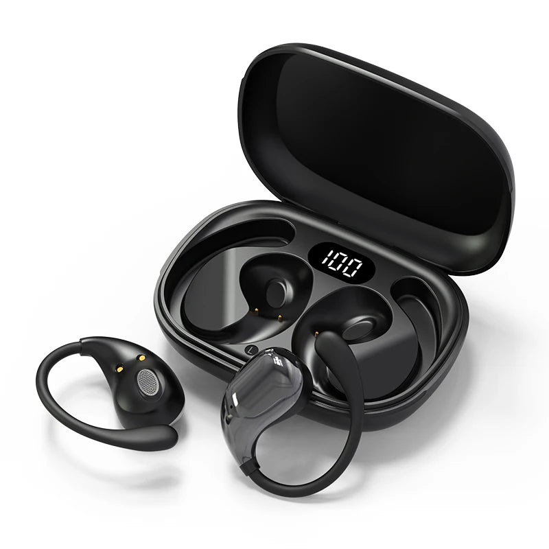 fones de ouvido bluetooth 5.4 com gancho para orelha tws sem fio fones hifi estéreo fones à prova d’água headset com display led longa autonomia earbuds com toque