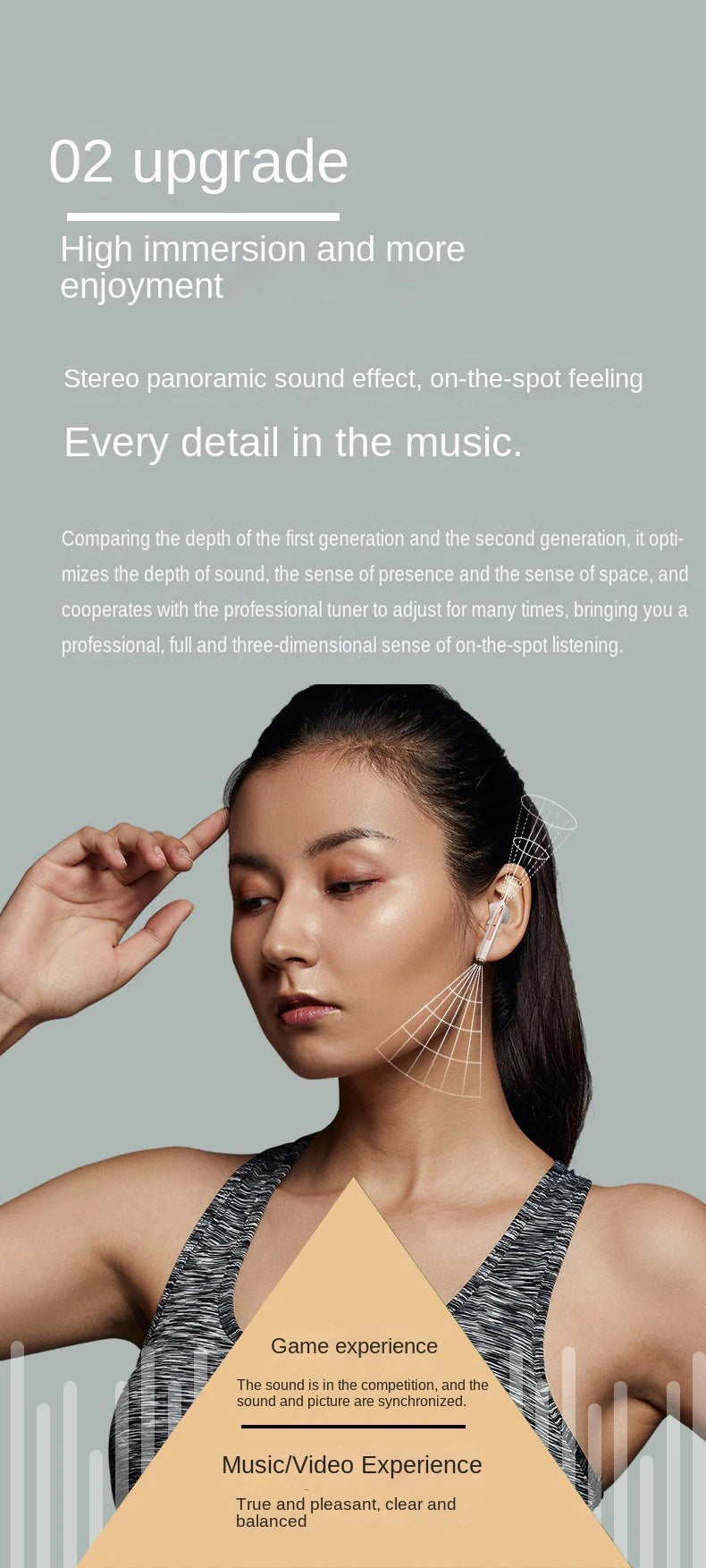 Fones de ouvido sem fio XIAOMI, Bluetooth True Stereo Sport Game TWS