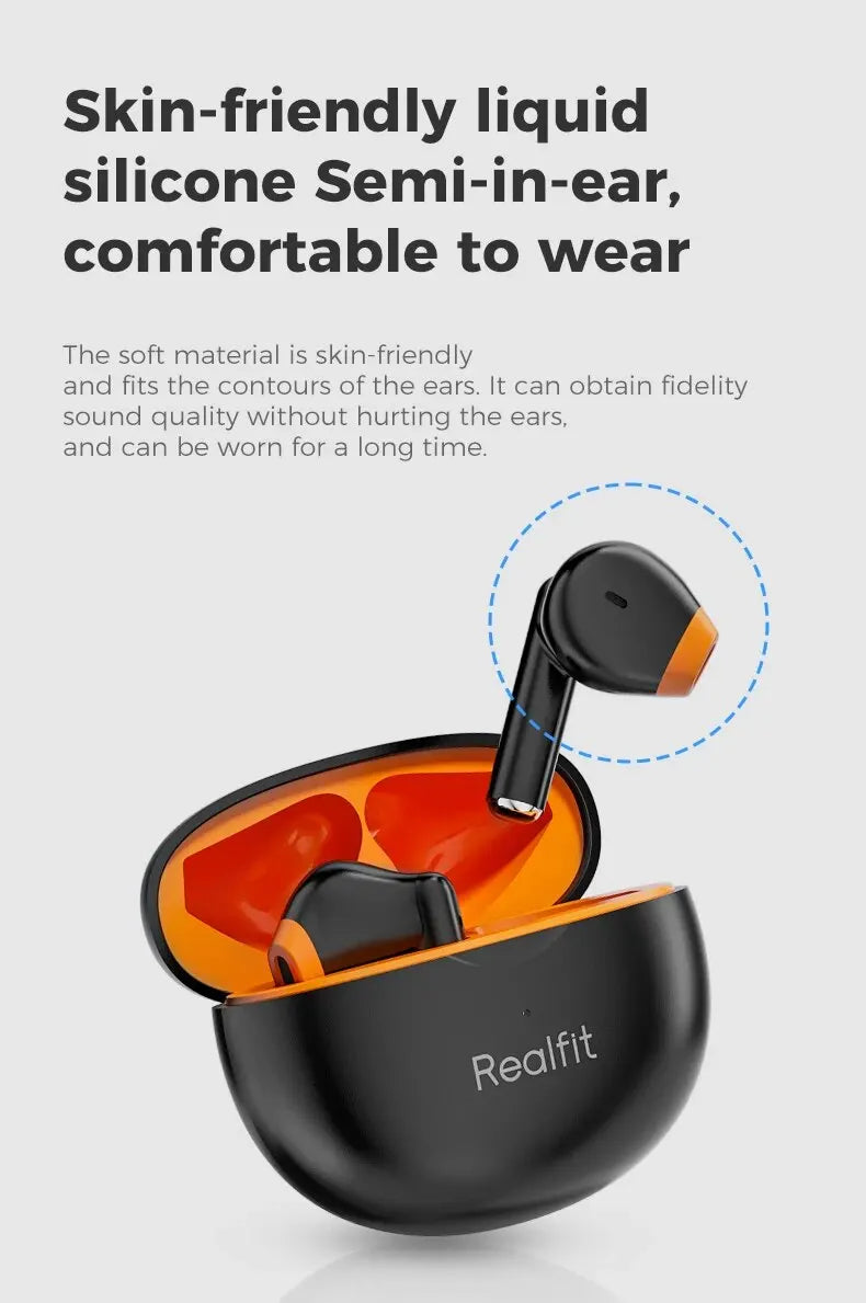Fone de Ouvido Bluetooth Realfit F2 – Qualidade Hi-Fi Excelente, Fones TWS Sem Fio