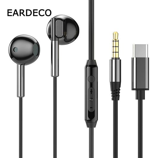 Fone de ouvido com cancelamento de ruído EARDECO 3,5 mm/tipo C