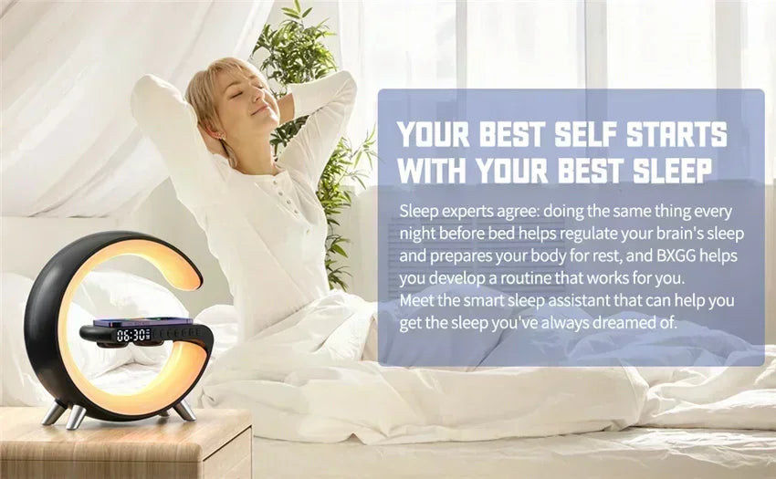luminária inteligente com led e luz noturna rgb com alto-falante sem fio carregador rápido sem fio de 15w luminária de mesa para quarto criado-mudo ou sala gamer
