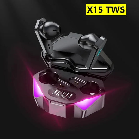 x15 fones gamer tws bluetooth sem fio com microfone áudio com graves posicionamento sonoro som estéreo 9d fone hifi para jogos