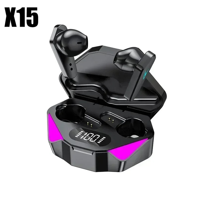 x15 fones gamer tws bluetooth sem fio com microfone áudio com graves posicionamento sonoro som estéreo 9d fone hifi para jogos